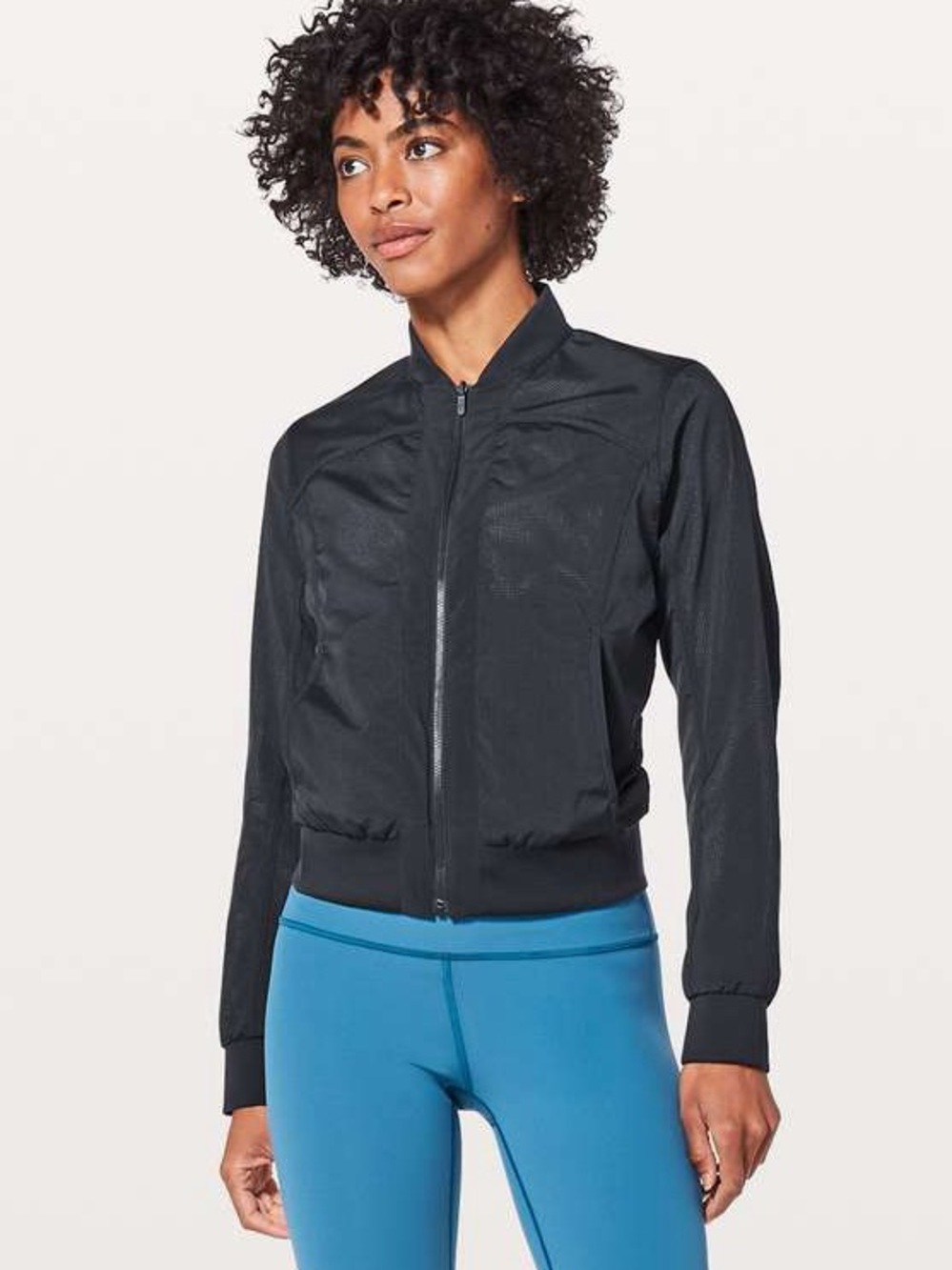 lululemon athletica Black Bomber Jacket with Zip Front - Size 6